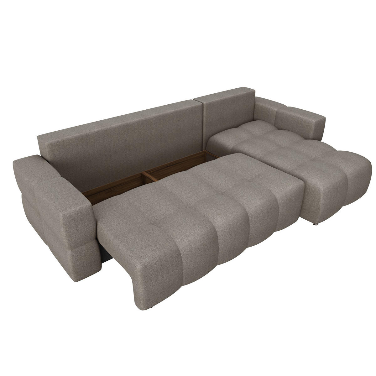 ECKSOFA RECHTS Rastergewebe Taupe 286cm - Taupe, Textil (286/169cm) - Sia Home