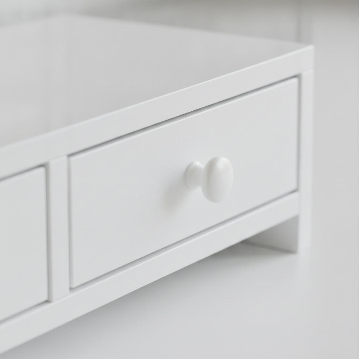 MONITORSTÄNDER Weiß MDF 2 Schubladen 47x18x12,5 cm - Weiß, Holzwerkstoff (18/47/12.5cm) - Relaxdays