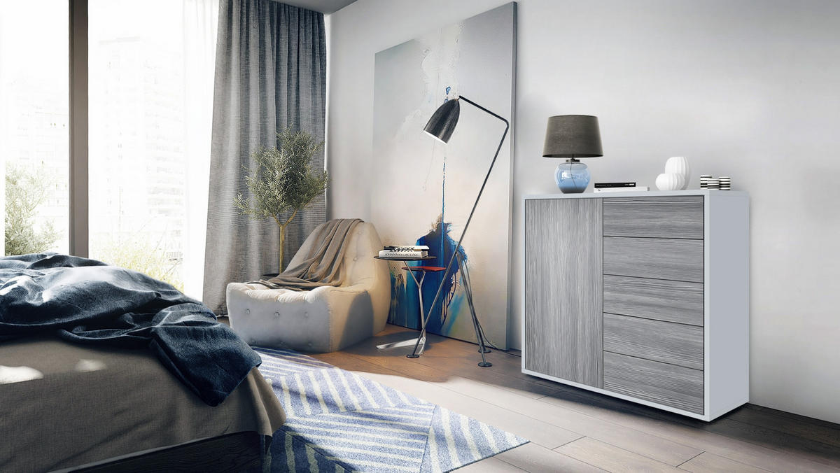 KOMMODE Ben Front in Avola-Anthrazit - Anthrazit, Holzwerkstoff (79/74/36cm) - Vladon