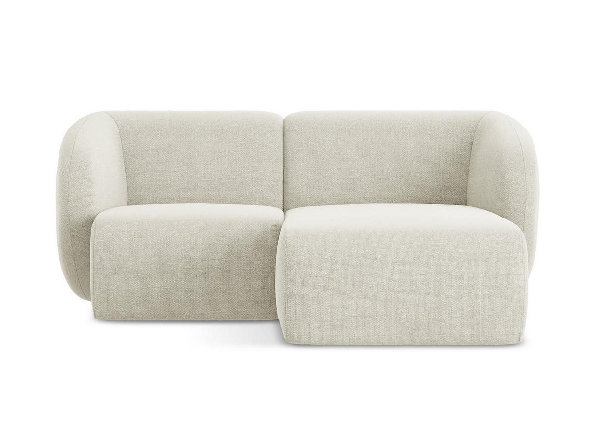 ECKSOFA Rechts Bouclé Stoff Beige - Sandfarben/Schwarz, Holzwerkstoff/Kunststoff (178/166cm) - Makamii