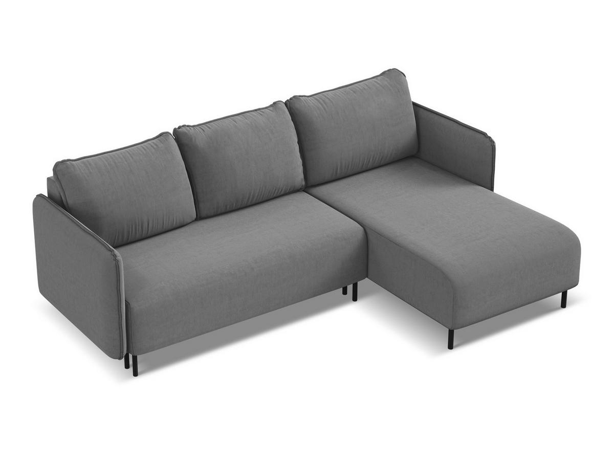 ECKSOFA mit Schlaffunktion Samt Stoff Grau - Schwarz/Grau, Holz/Textil (236/162cm) - Makamii