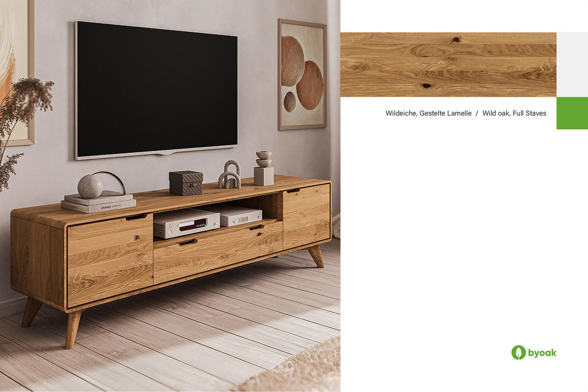 GREG HIFI-SCHRANK Wildeiche - Wildeiche, Holz (180/48/40cm) - byoak