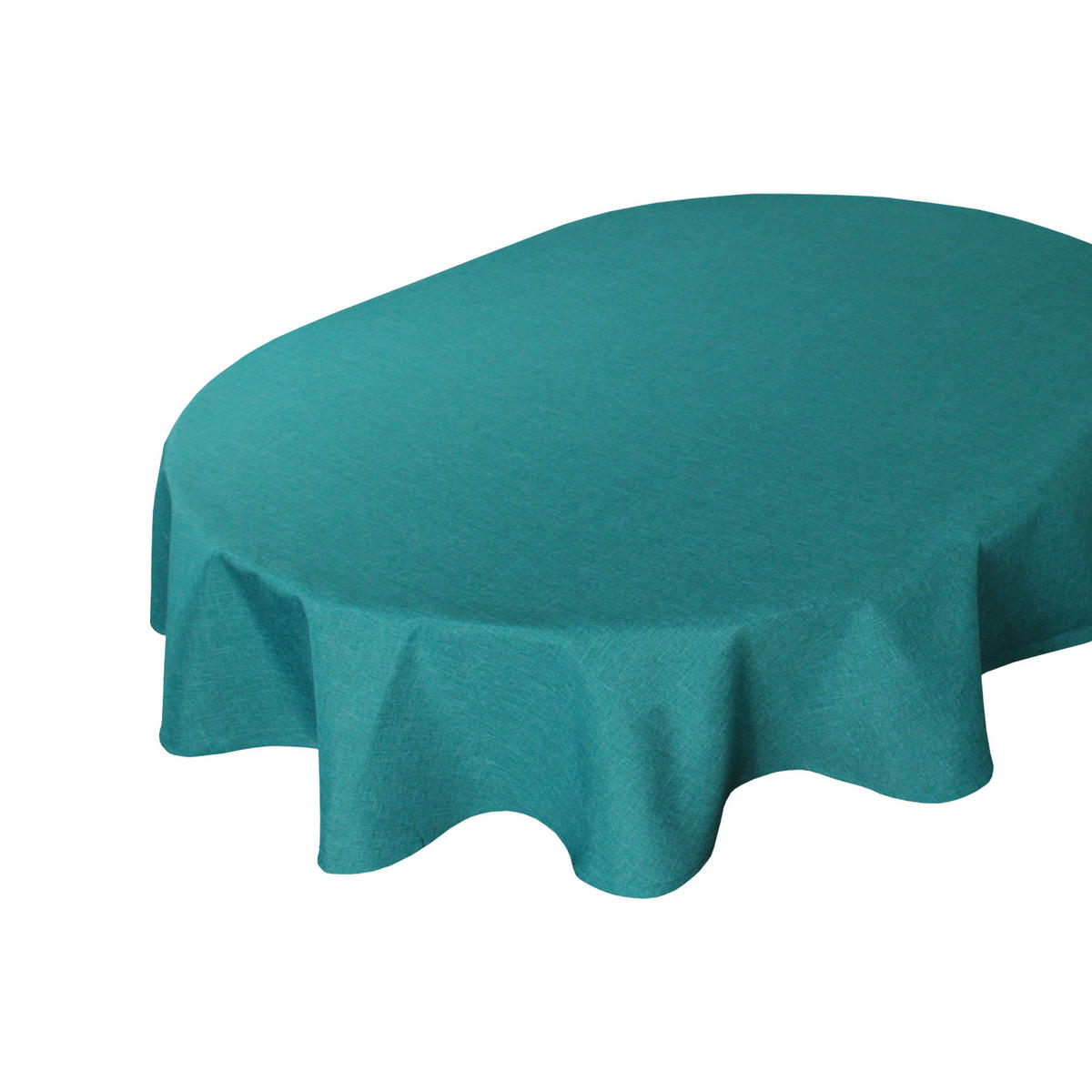 TISCHDECKE Leinenoptik 135/180 cm oval Petrol - Petrol, Textil (135/180cm) - TiborTex