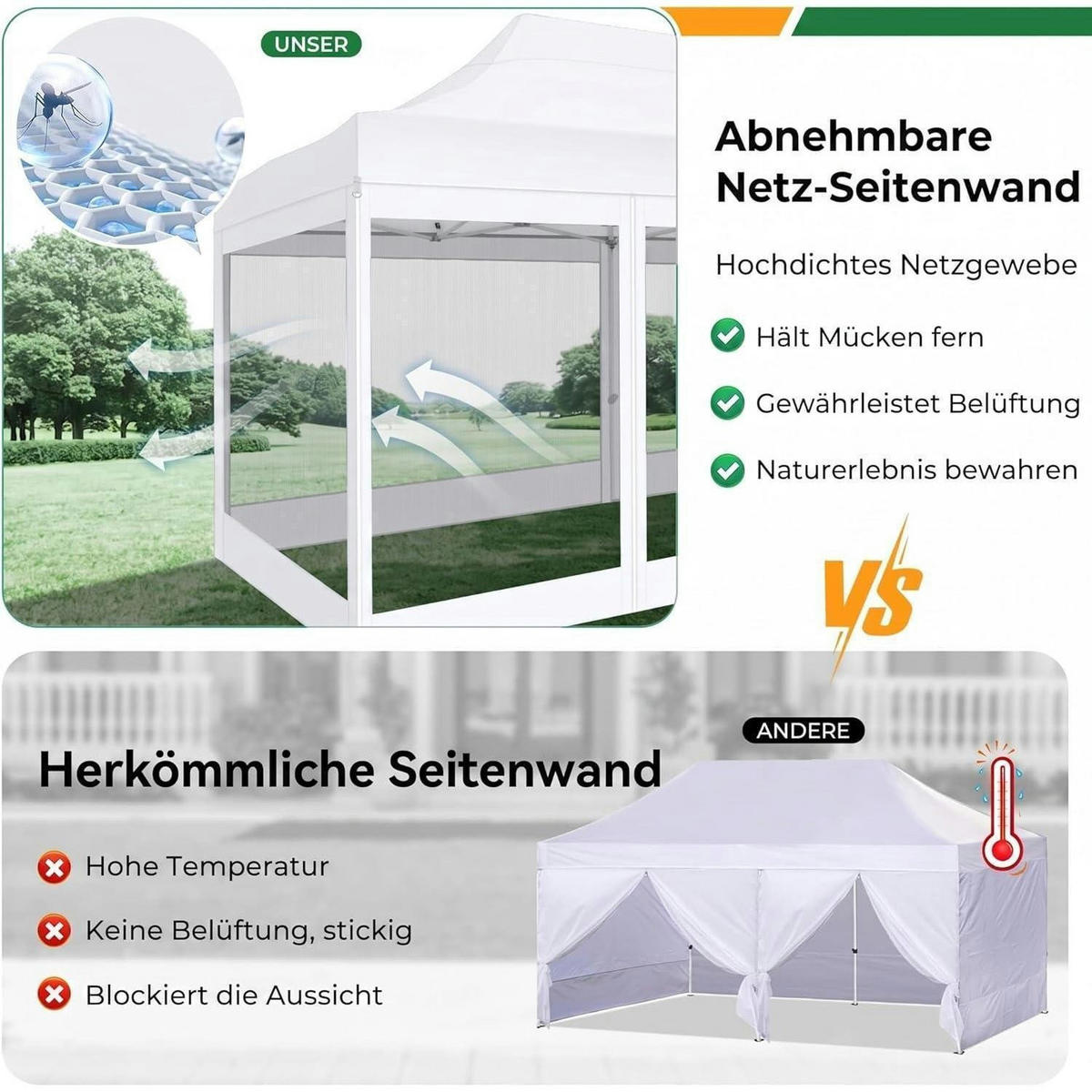 FALTPAVILLON 3x6m Wasserdicht mit 6 Seitenwänden Weiß - Weiß, Textil (300/335/600cm)