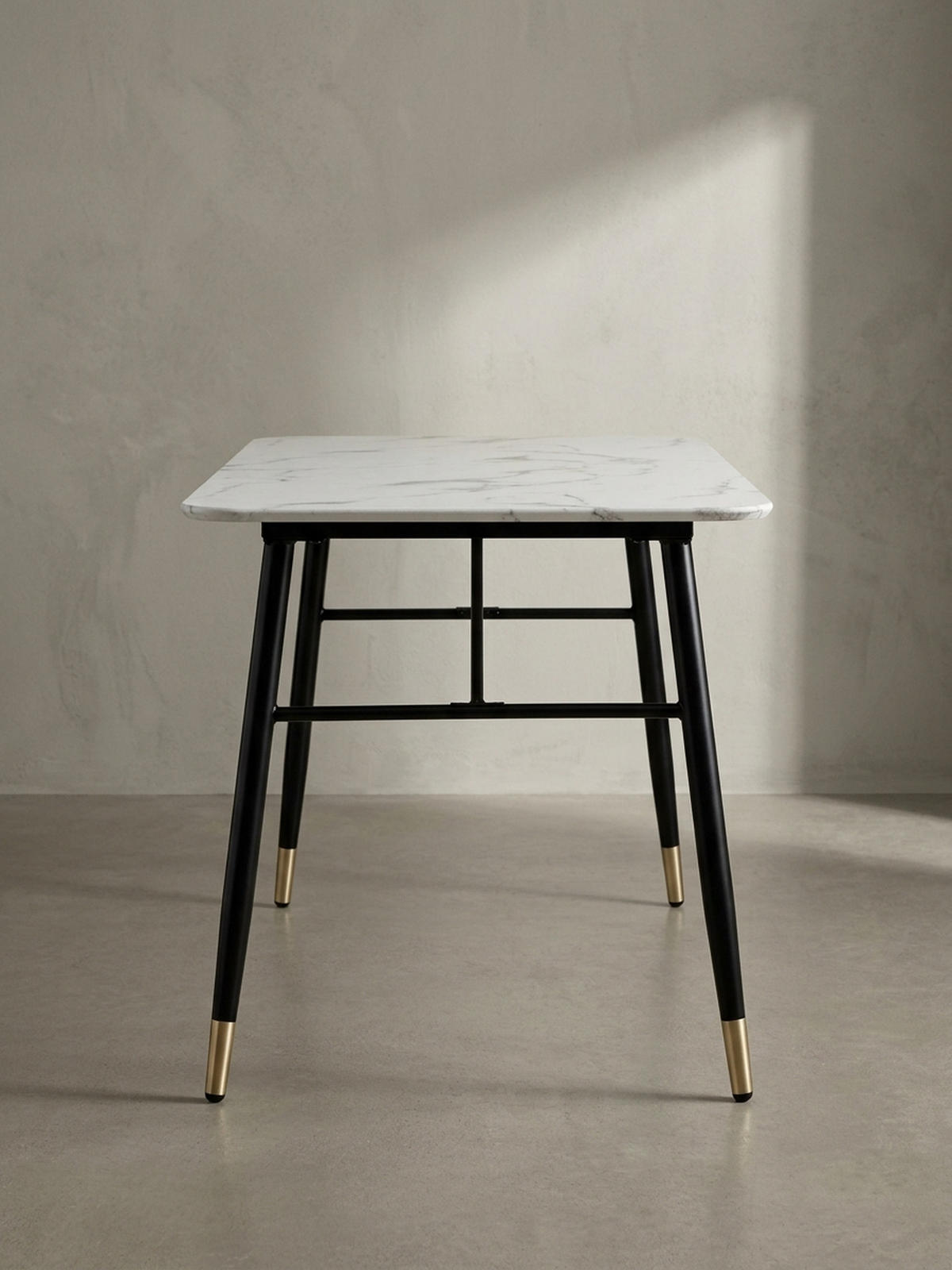 ESSTISCH Marmoroptik Metall Rechteckig Modern Klein, Weiß 160x80x76 cm - Goldfarben/Weiß, Holzwerkstoff/Metall (80/160/76cm) - KADIMA DESIGN