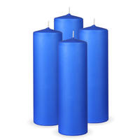 STUMPENKERZEN 4er Pack "Dunkelblau", Größe Ø7cm x Höhe: 20 cm - Dunkelblau, Naturmaterialien (7/20cm) - Bestlivings
