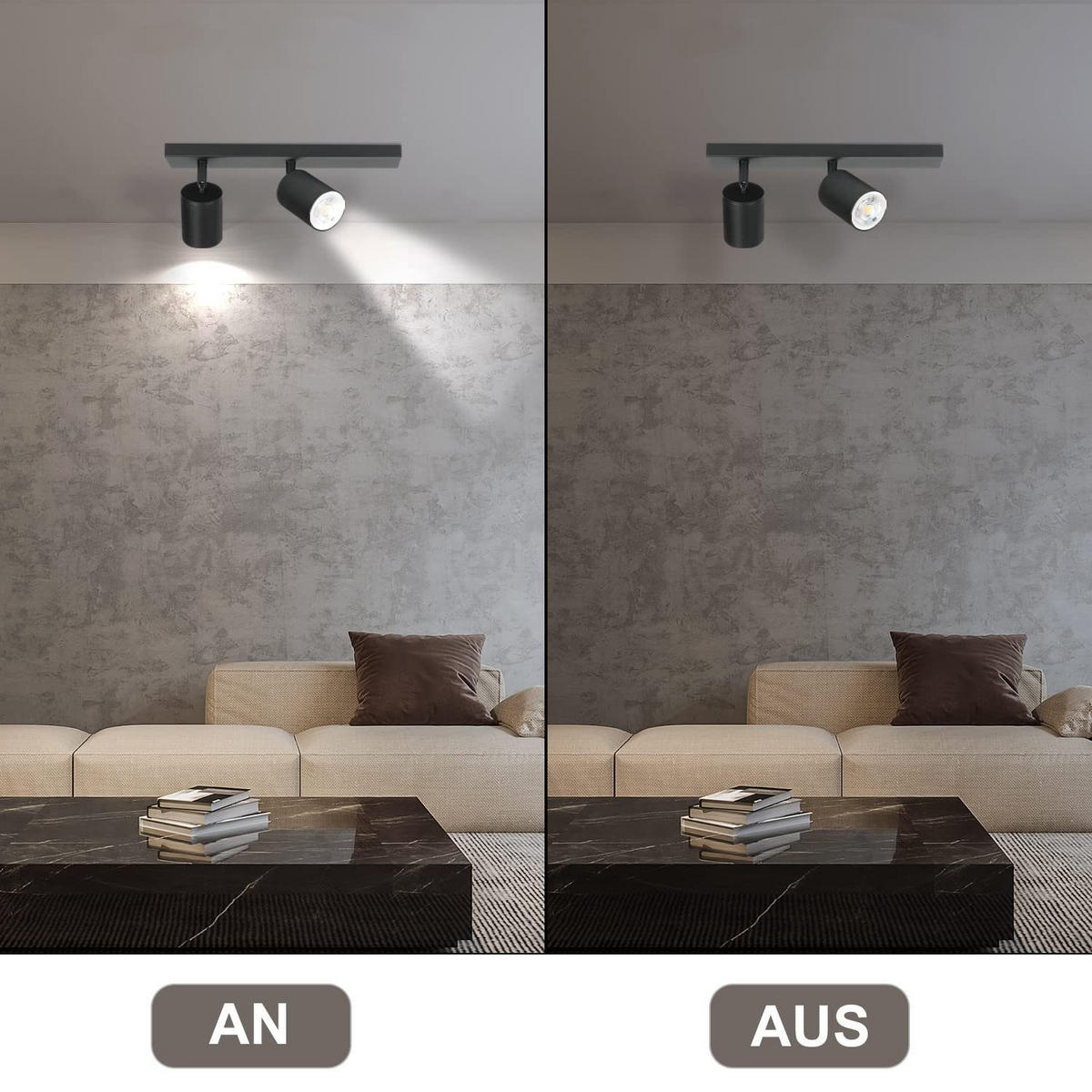 DECKENSTRAHLER Kohaku 31.2/9.5/6cm - Schwarz, Metall (31.2/9.5/6cm) - ZMH