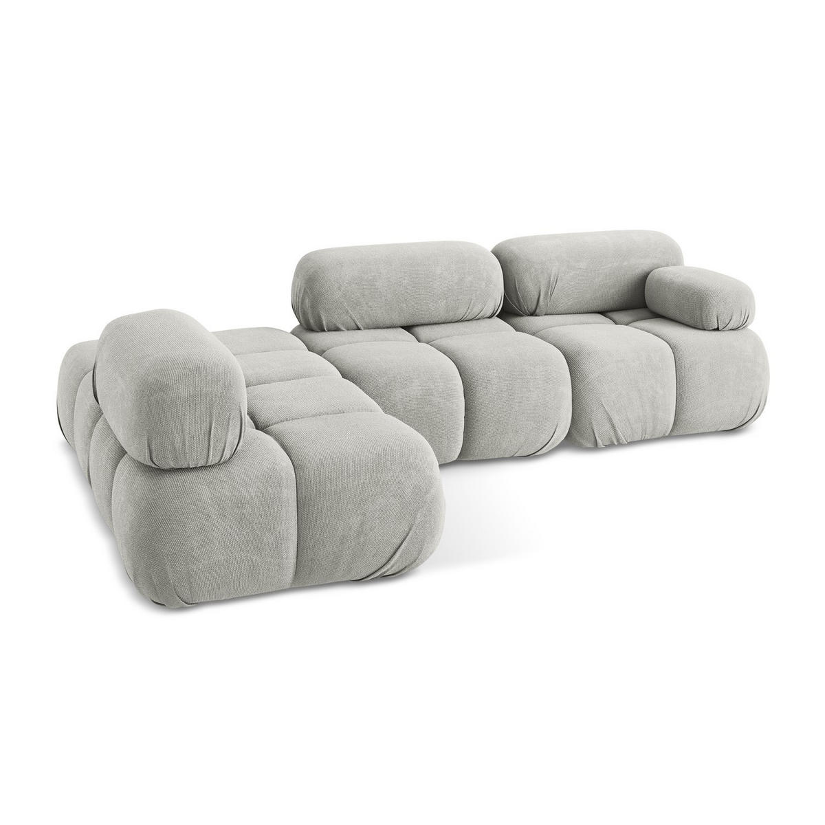 ECKSOFA Links Chenille Stoff Grau - Hellgrau/Schwarz, Kunststoff/Textil (190/285cm) - Makamii