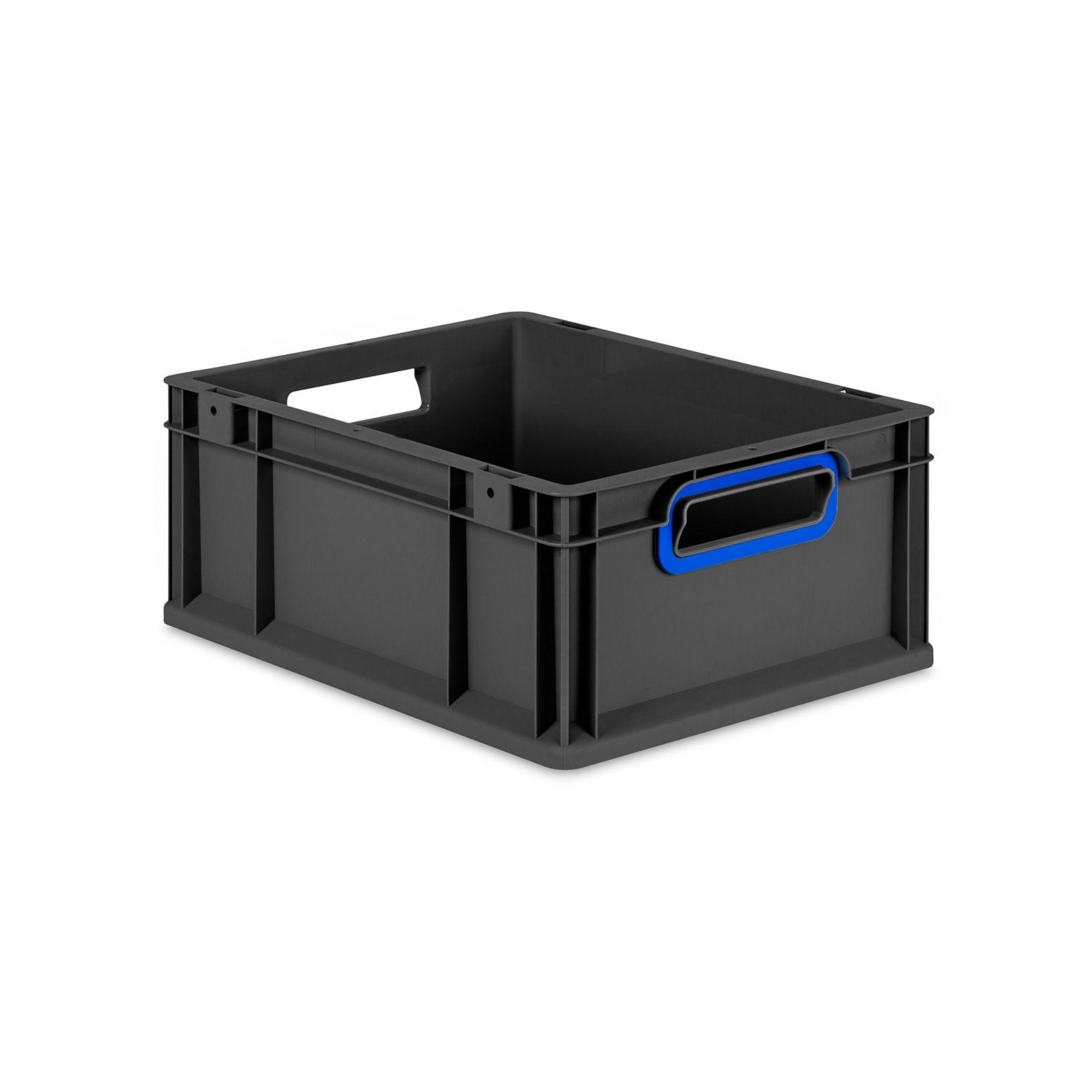 EUROBOX NextGen Color 17x30x40 cm 16 Liter Griffe blau offen, Schwarz - Blau/Schwarz, Kunststoff (30/17/40cm) - PROREGAL