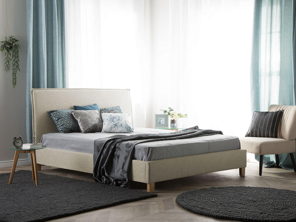 POLSTERBETT mit Lattenrost 140x200 cm Beige Sennez - Beige, Textil (140/200cm) - Beliani