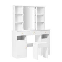 SCHMINKTISCH in Weiß mit Hollywood-LED & Spiegel - Weiß, Holzwerkstoff (110/151/40cm) - Urban Meuble