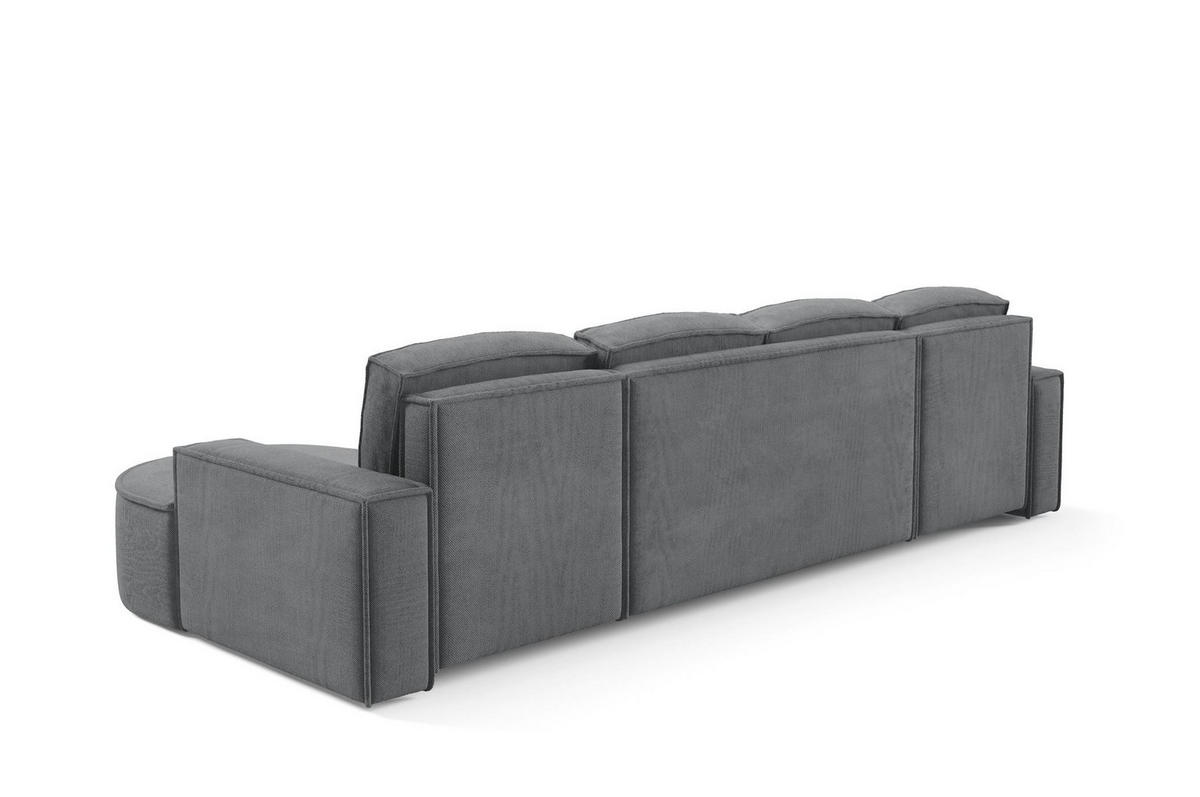 WOHNLANDSHAFT Flow U Graphit, mit Schlaffunktion in Curio Stoff - Graphitfarben, Holzwerkstoff/Textil (316/88/157cm) - Bettso