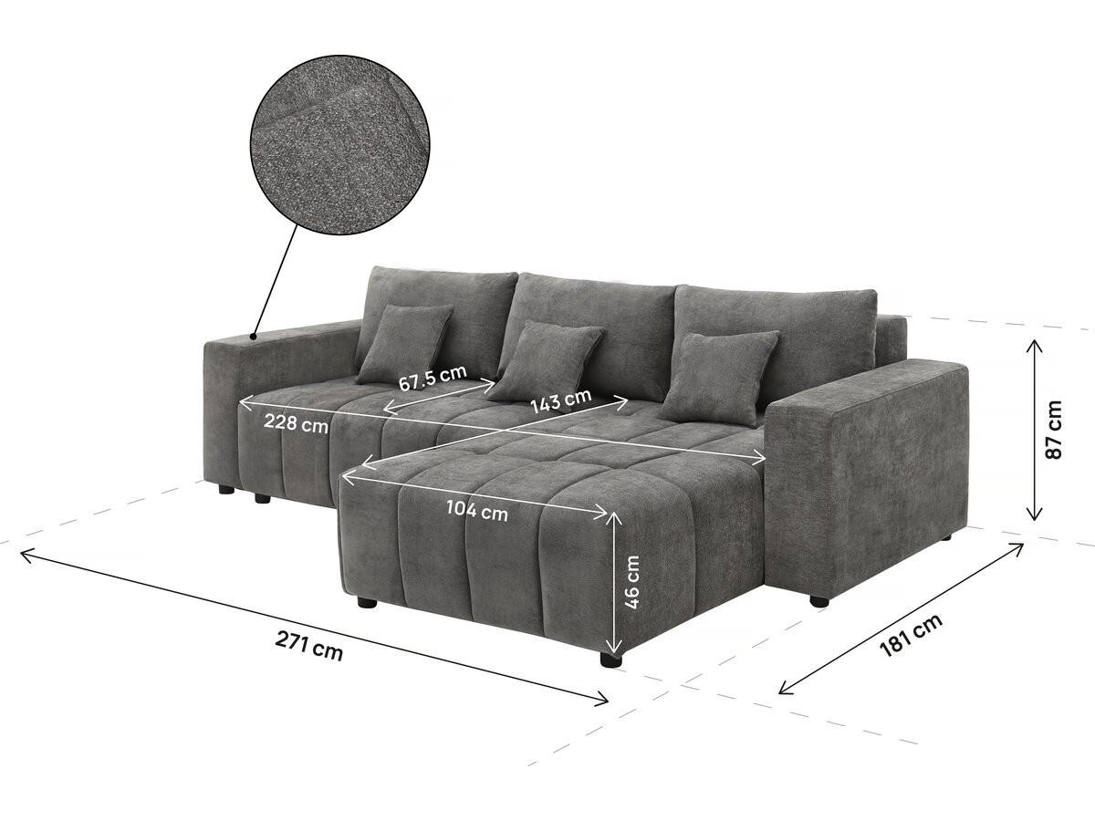 ECKSOFA george Grau - Grau, Textil (181/271cm) - Habitat Garten