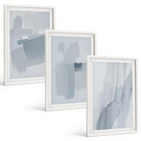 BILDER SET 3er Set - 40x60 cm Weißer Rahmen - Abstrakte Aquarellkunst - Weiß, Kunststoff (40/60cm) - TULUP