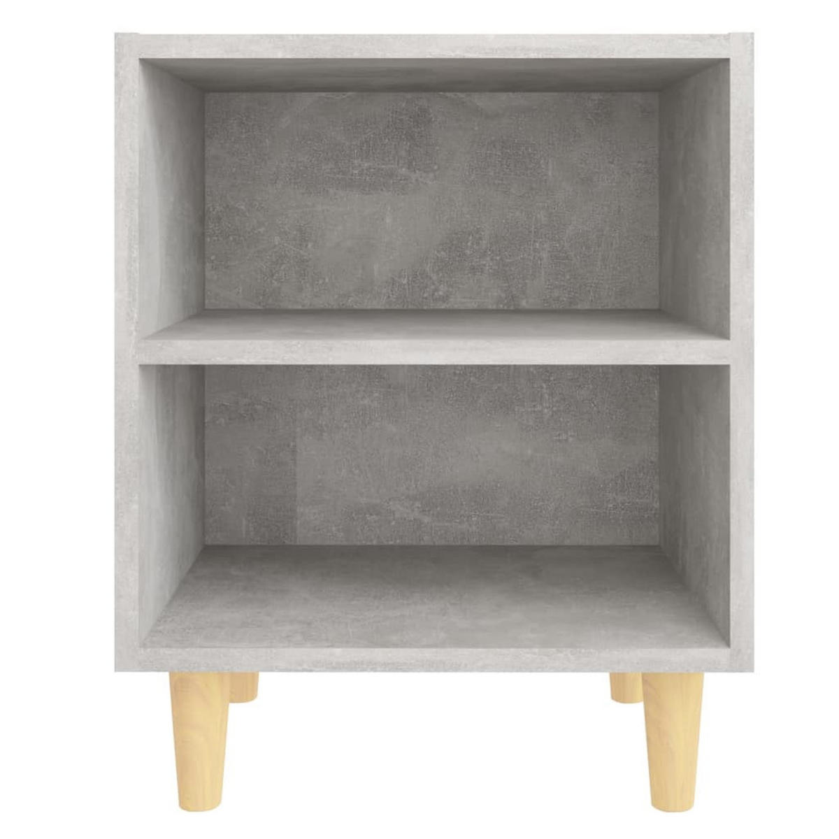 NACHTTISCH mit Massivholz-Beinen 40/30/50 cm in Betongrau - Hellgrau/Braun, Holz (40/50/30cm) - vidaXL