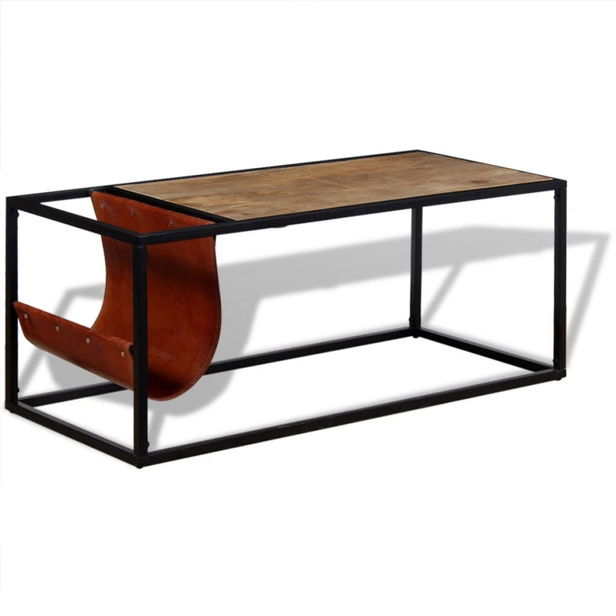COUCHTISCH mit Zeitschriftenhalter aus Echtleder 110x50x45 cm - Multicolor, Holzwerkstoff (110/50/45cm) - furnicato