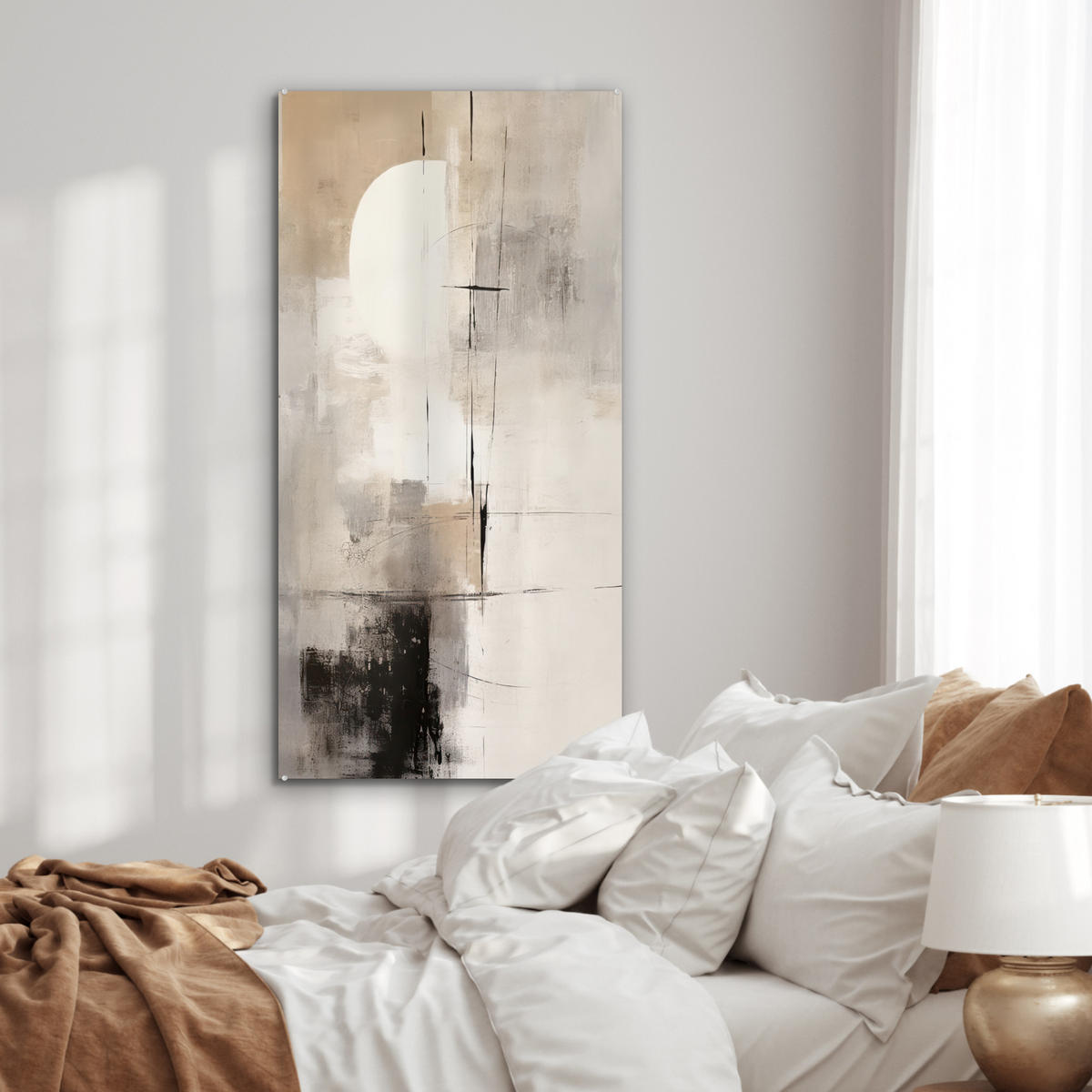 OBRAZ NA AKRYLOVOM SKLE Abstraktné - Umenie - Sivé 60x120 cm - svetlosivá, sklo (60/120cm) - MuchoWow