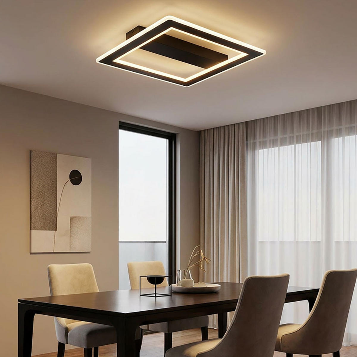 LED DECKENLEUCHTE Mattia Metall Schwarz - Schwarz, Metall (45/45/5cm) - Globo Lighting