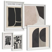 BILDER SET 5er Set - 50x50 cm & 20x30 cm & 40x60 cm Weißer Rahmen - Abstrakte minimalistische Poster - Weiß, Kunststoff (40/60cm) - TULUP