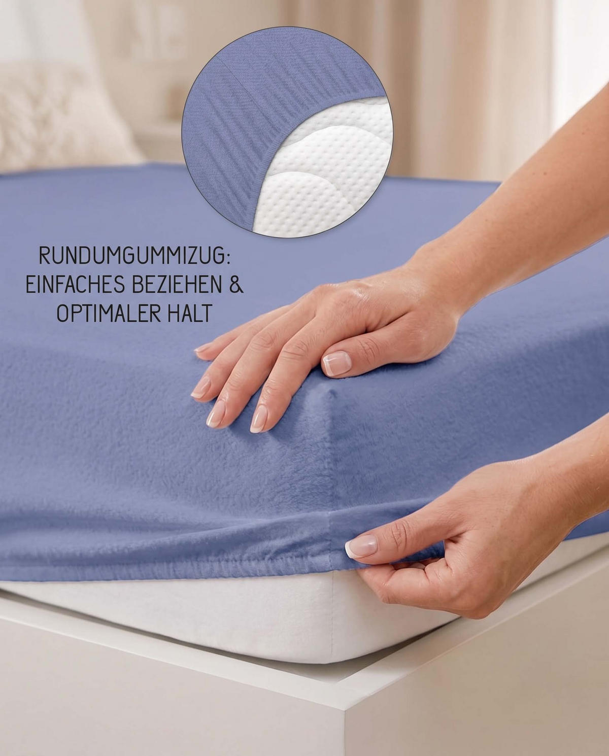 SPANNBETTTUCH Premium Frottee blau, 90x190 cm - 100x200 cm - Blau, Textil (100/200cm) - biberna