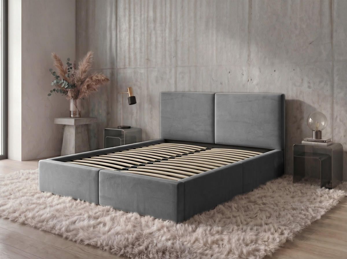POLSTERBETT 140X200 Grau mit Stauraum - Grau, Textil (140/200cm) - Interbeds
