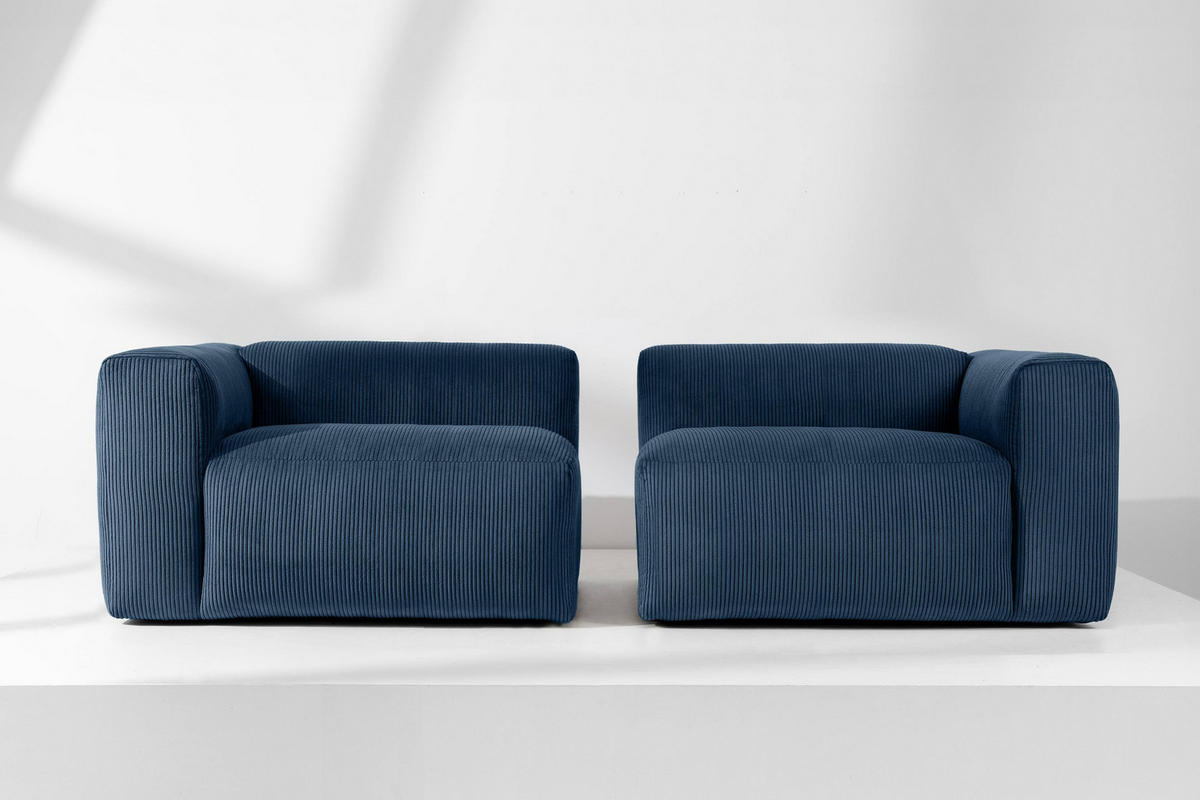 2,5-SITZER-MODULSOFA BUFFO mit extrem weicher und bequemer Sitzfläche, Kordstoff, marineblau - Blau/Grün, Textil (250/73/96cm) - KONSIMO®