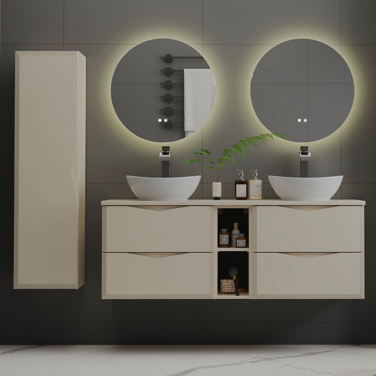 ZÁVĚSNÝ SLOUPEK Ellie Kašmír - béžová, kompozitní dřevo (34.5/130/31.8cm) - Petits-meubles