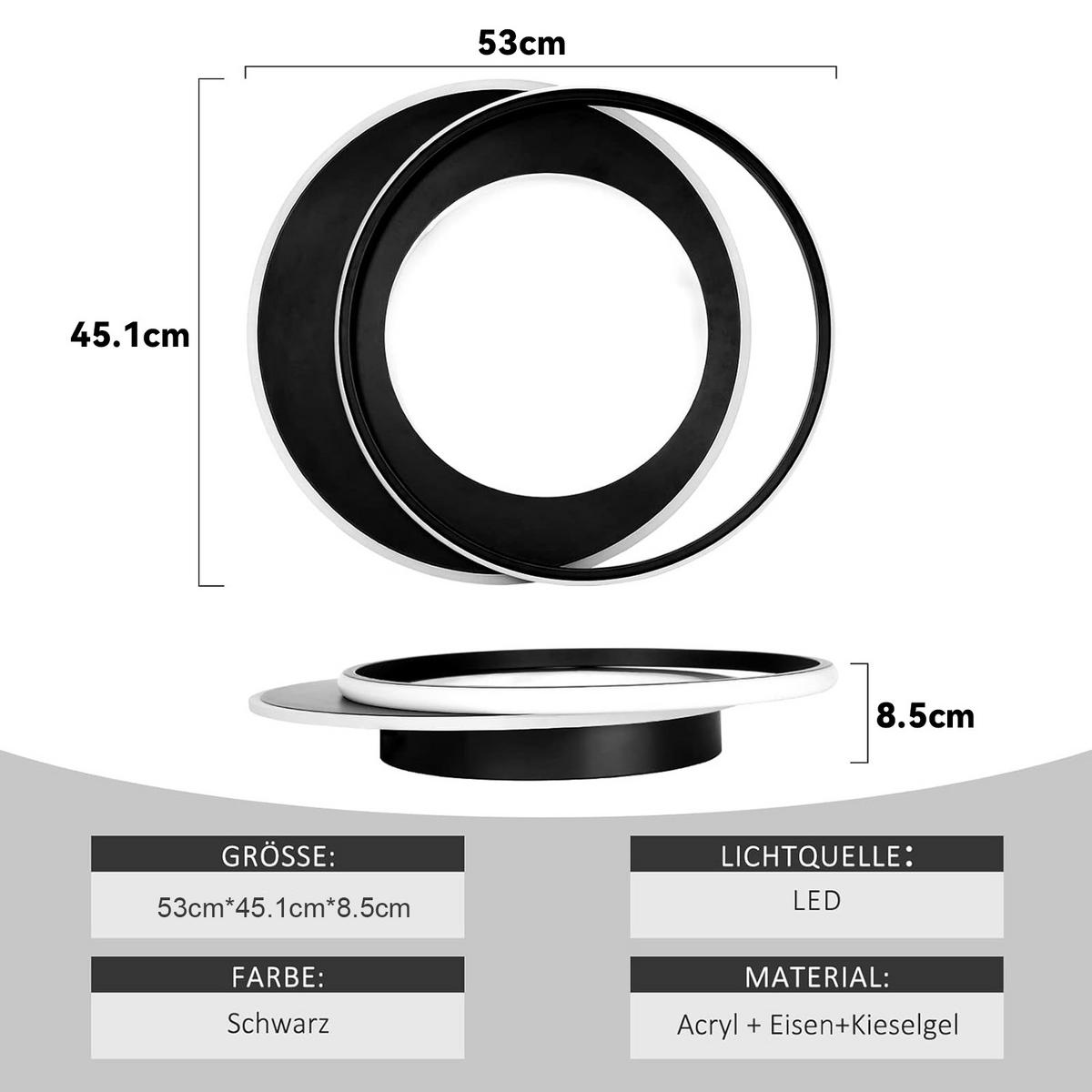 LED-DECKENLEUCHTE Sonnensystem 48.5/47.5/7 cm - Schwarz, Kunststoff (48.5/47.5/7cm) - Nettlife