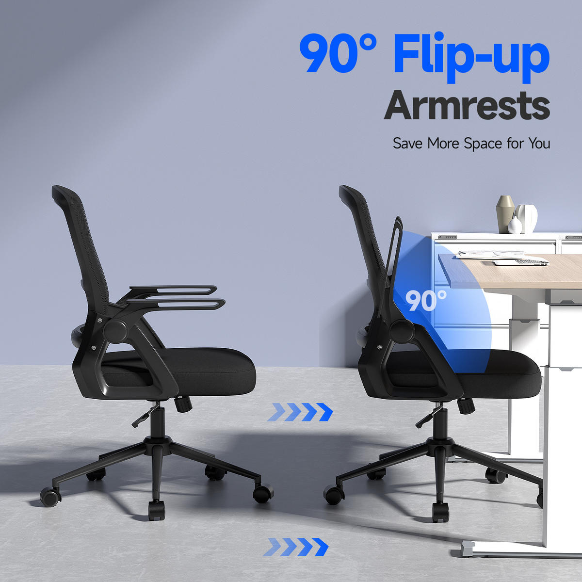 BÜROSTUHL Schwarz ergonomisch mit atmungsaktiver Rückenlehne - Schwarz, Metall (22.5/53/54.2cm) - Rattrix