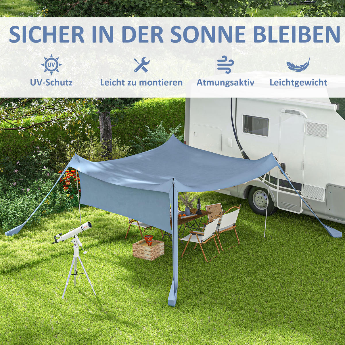 GARTENZELT Blau, Polyammoniak, Stahl - Blau, Metall (300/300cm) - Outsunny