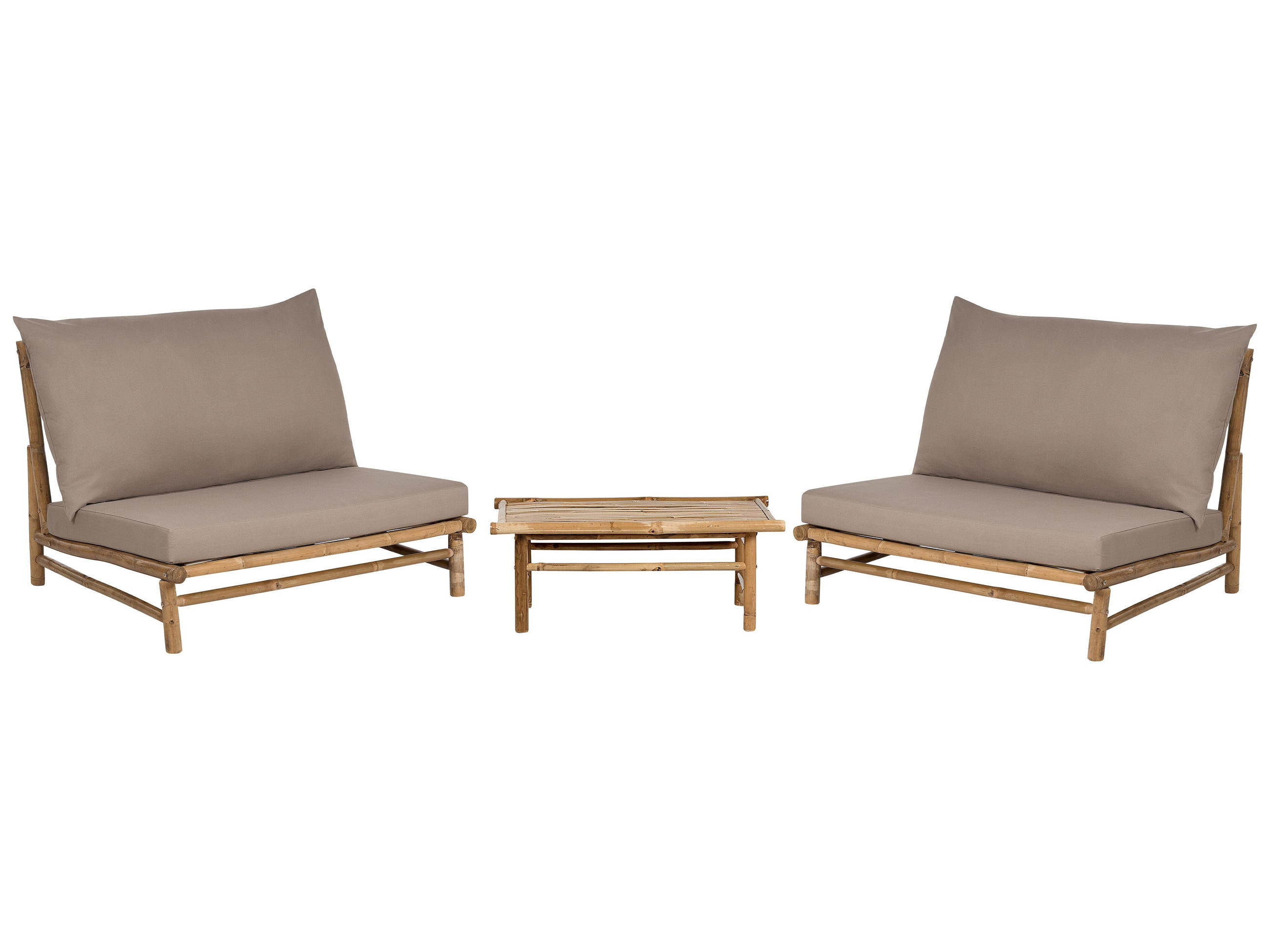 LOUNGE SET 2-Sitzer Hellbraun Auflagen taupe Todi - Taupe/Hellbraun, Holz - Beliani