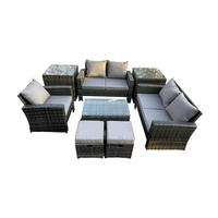 GARTENSOFA SET mit Couchtisch Polyrattan Dunkelgrau 7-Sitzer - Dunkelgrau, Metall - Fimous