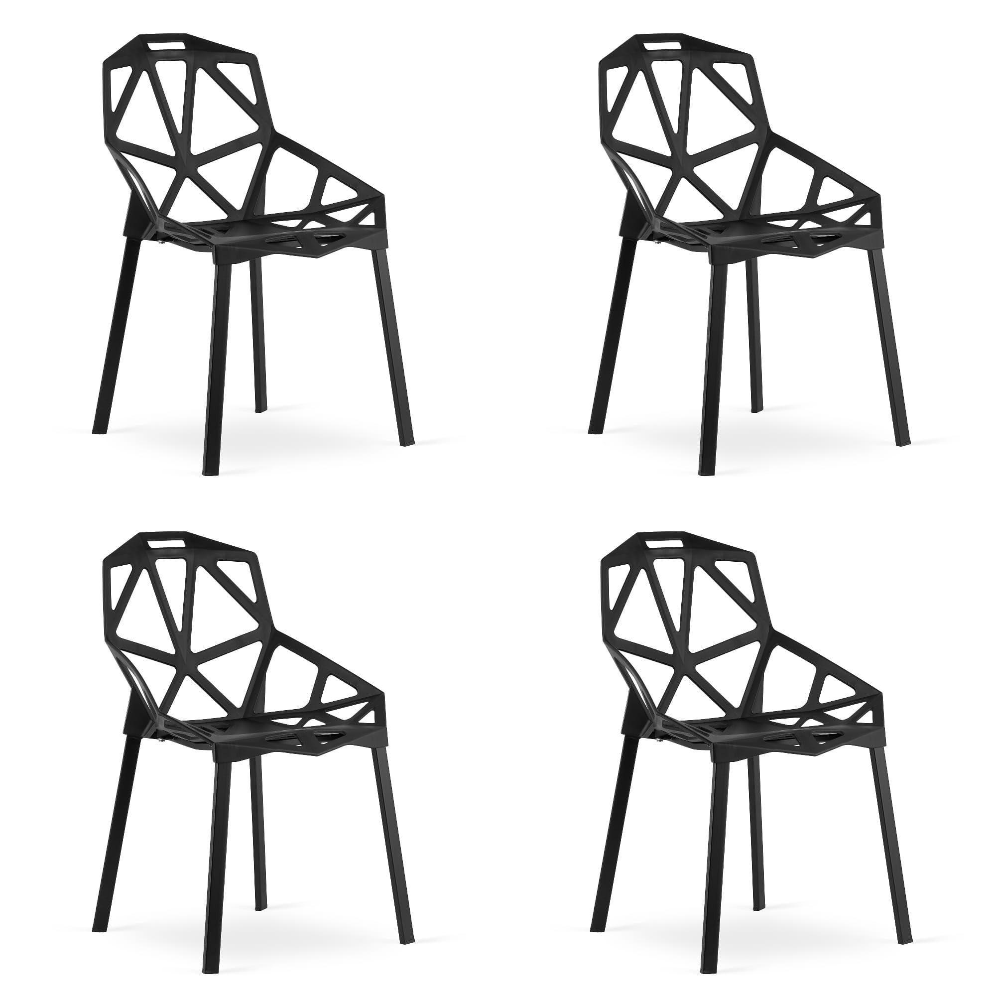 ESSZIMMERSTUHL 4er Set, Geometrisch, in Schwarz, bequeme Sitzfläche, solide Rückenlehne - Schwarz, Textil (56/81/51cm) - Best For Home