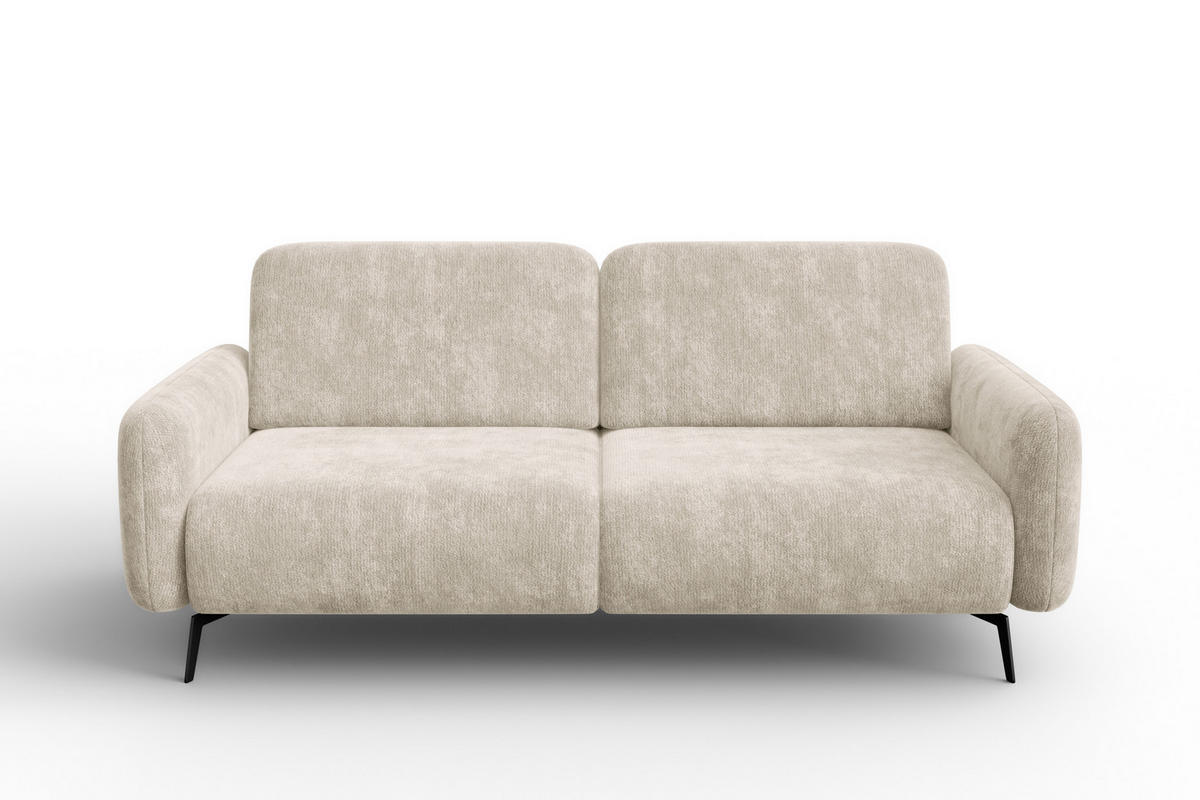 SOFA FEBE 3-Sitzer, cremefarbener Chenille-Stoff - Creme/Schwarz, Holz/Textil (190/82/96cm) - Wozimo
