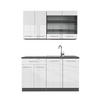 SINGLEKÜCHE Fame-Line Weiß Hochglanz/Anthrazit 140 cm, AP Anthrazit - Weiß Hochglanz/Anthrazit, Holzwerkstoff (140/81.6/60cm) - Vicco