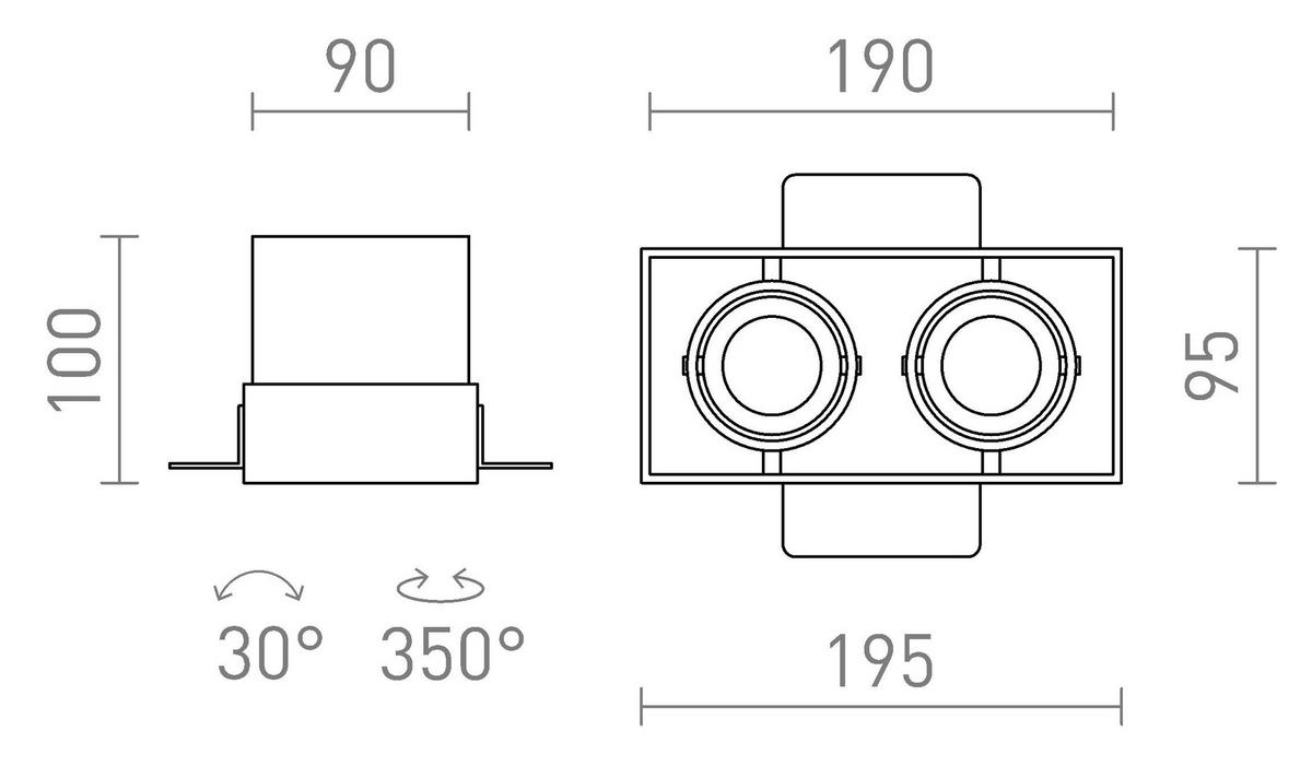 EINBAULEUCHTE ELECTRA II GU10 Schwarz 8 W - Schwarz, Metall (9/9/12cm) - Rendl