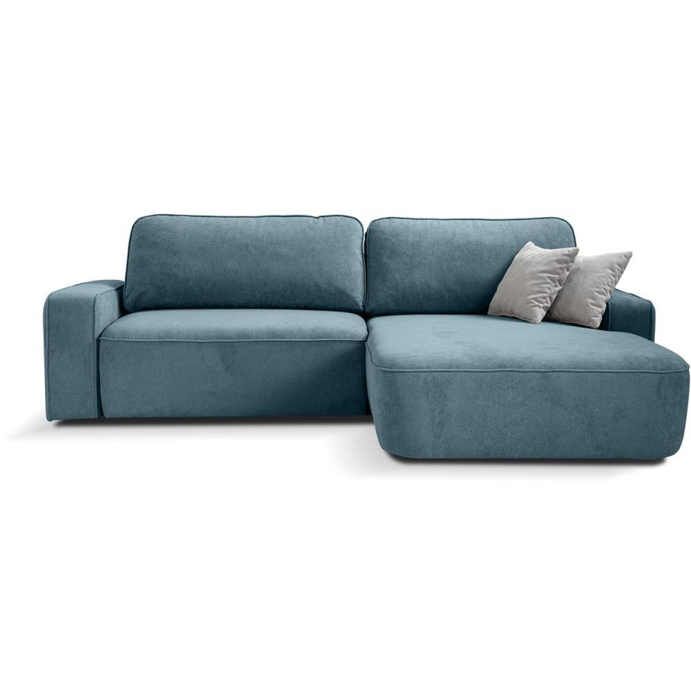ECKSCHLAFSOFA Torre blau velours rechts - Blau, Textil (258/171cm) - Beautysofa