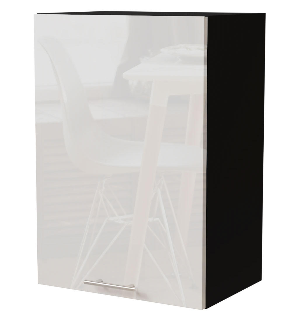 KÜCHENHÄNGESCHRANK Essen W2/50 Weiß Hochglanz / Schwarz Matt 50 / 32,5 / 72cm - Weiß Hochglanz/Schwarz, Holz/Holzwerkstoff (50/72/32.5cm) - Feldmann-Wohnen