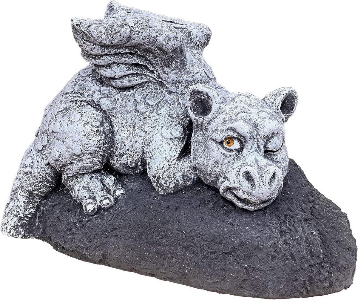 STEINFIGUR Schlummerdrache Drache frostfest Steinguss - Grau, Stein (21/14/13cm) - stoneandstyle