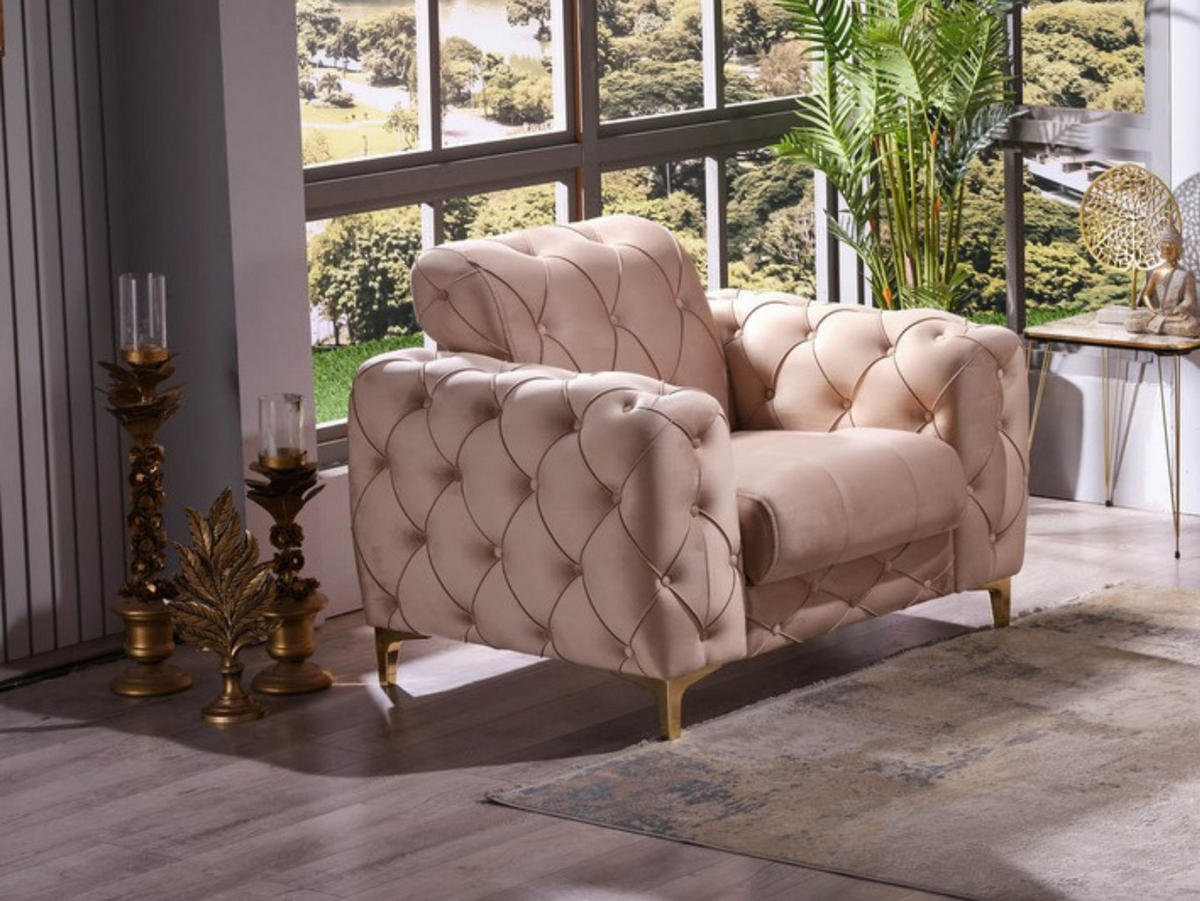 SITZGARNITUR Acelya, Beige Stellvariante 3+1 - Beige, Holzwerkstoff/Kunststoff (245/80/100cm)