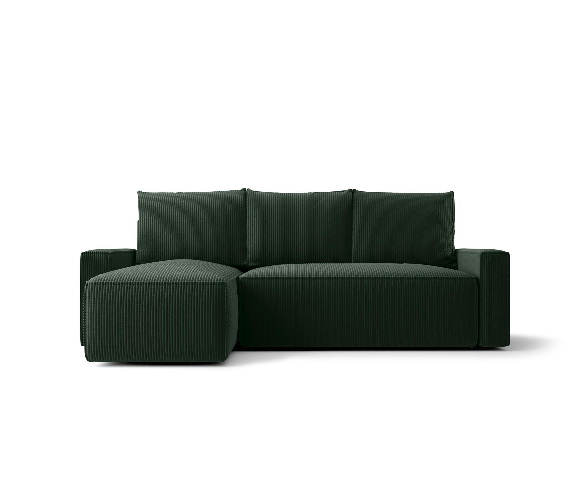 ECKSOFA mit Schlaffunktion SAVIO Poso 14 Links - Dunkelgrün, Textil (232/140cm) - Bedante
