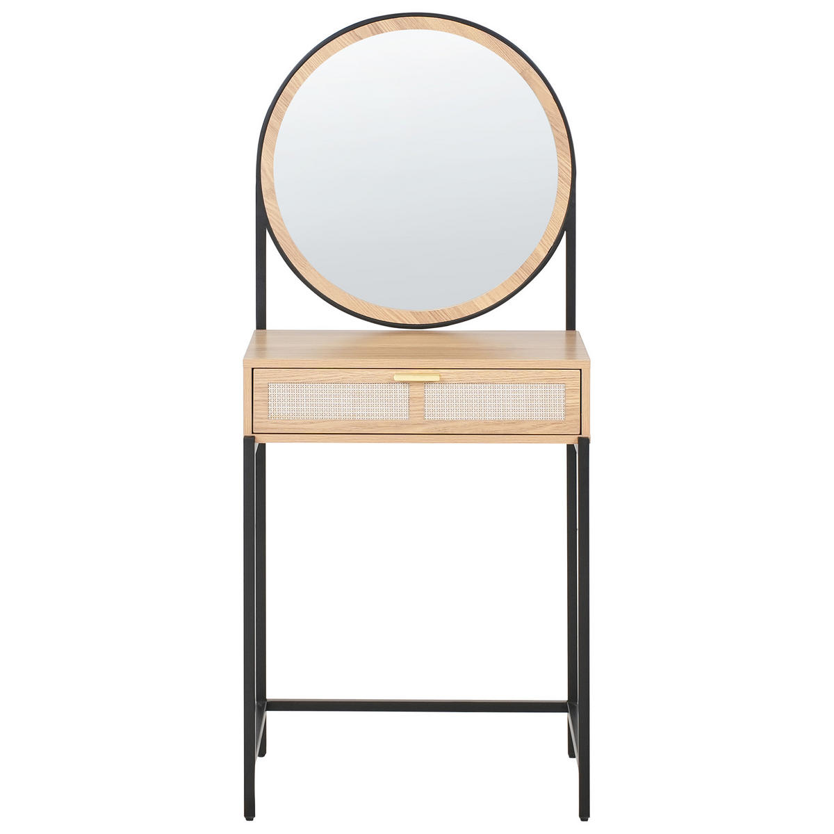 SCHMINKTISCH mit Spiegel Hellbraun Cassiar - Hellbraun, Holzwerkstoff (61/140/36cm) - Beliani