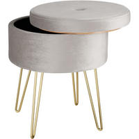 SITZHOCKER mit Stauraum Ava,37,5 x 44,5 cm,hellgrau - Hellgrau, Holz (37.5/44.5/37.5cm) - tectake