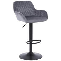BARHOCKER 1er Set Samt Grau Höhenverstellbar Drehbar mit Rückenlehne - Grau, Textil (51/110/38cm)