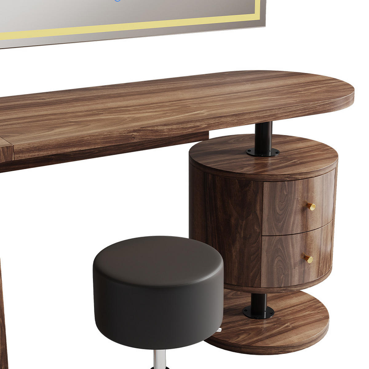 SCHMINKTISCH Lara Eiche rustikal 120 cm mit LED-Spiegel und Hocker - Wildeiche, Holzwerkstoff (120/76/50cm) - Vicco