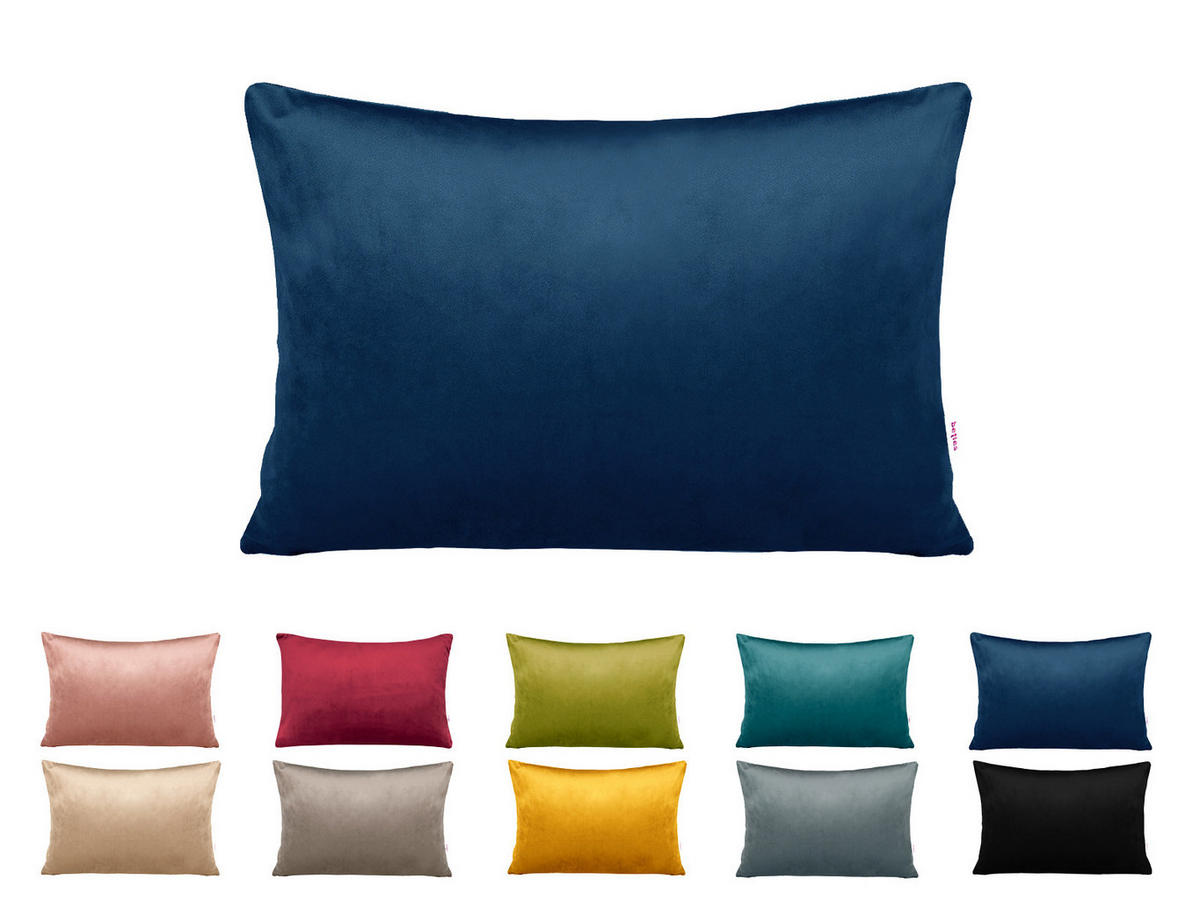 KISSENHÜLLE Samt&Sonders admiral-blau 25/35 cm - Blau/Dunkelblau, Textil (25/35cm) - beties Heimtextil