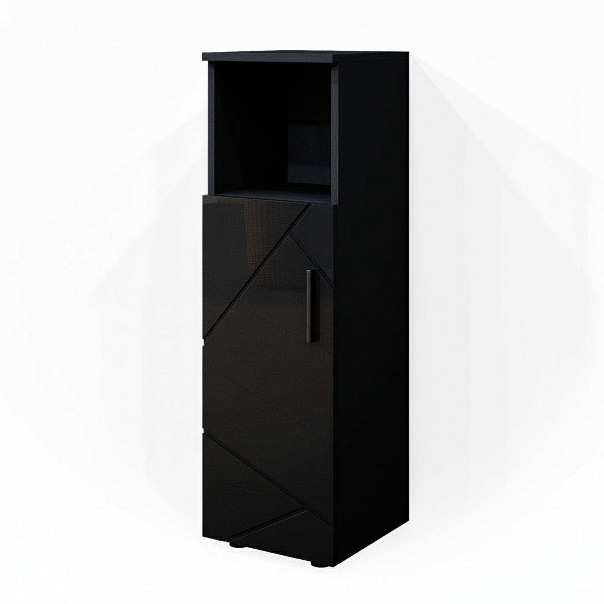 MIDISCHRANK Irma Anthrazit 30 x 95 cm - Schwarz Hochglanz/Anthrazit, Holzwerkstoff (30/95/30cm) - Vicco