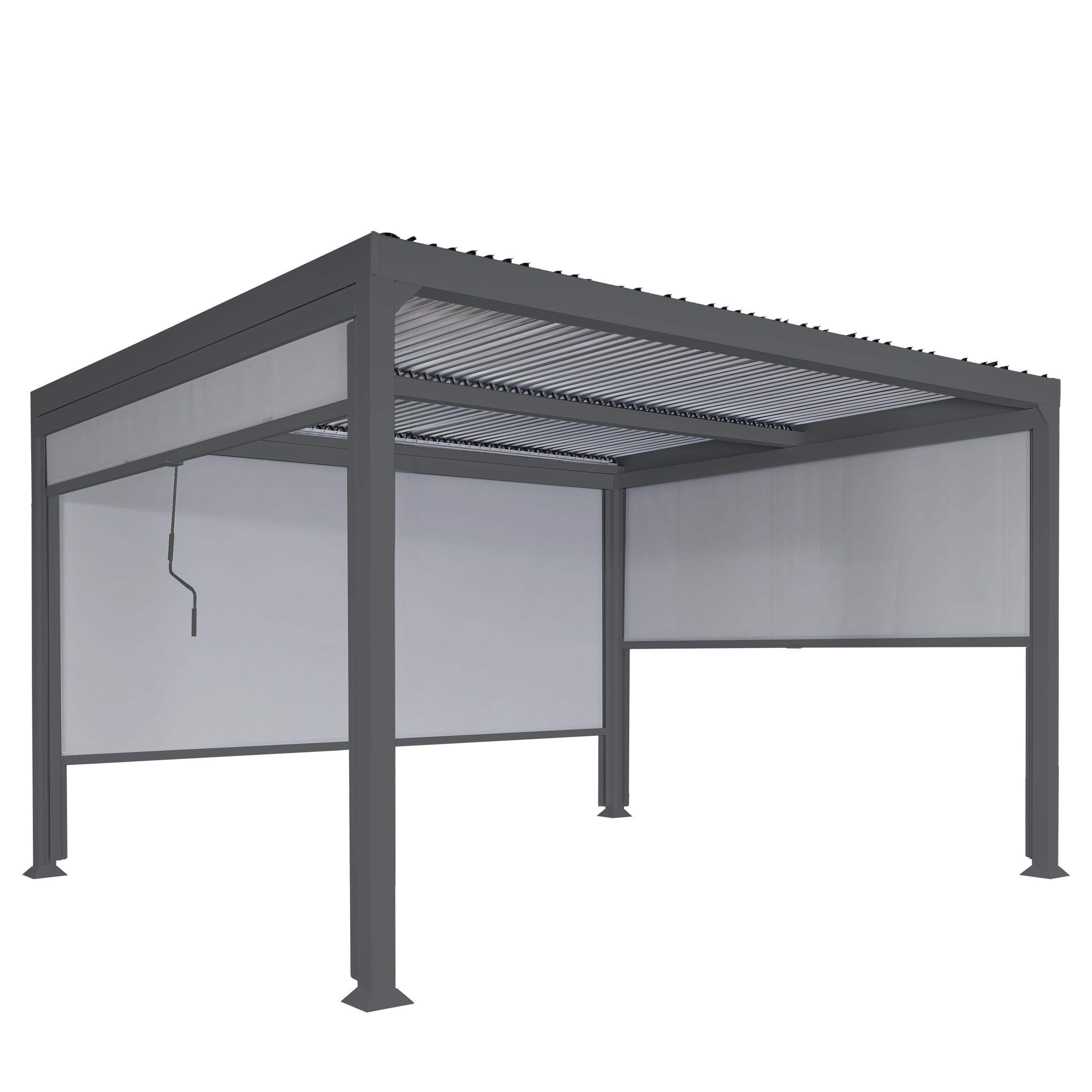 ALU PERGOLA MIT SEITENWAND Anthrazit - Anthrazit, Metall (368/224/306cm) - MCW