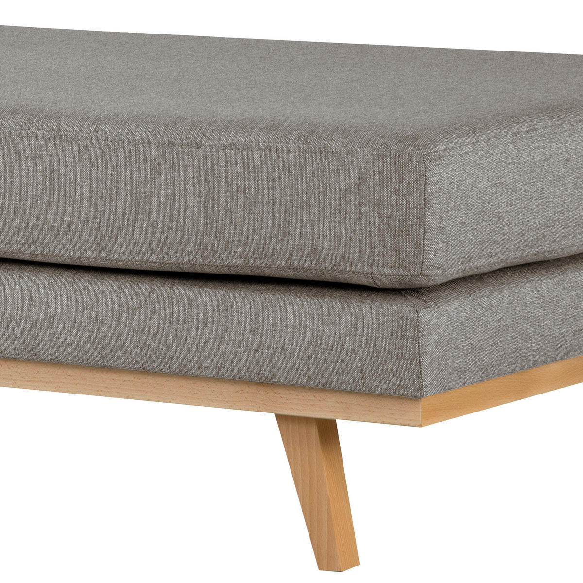 HOCKERBANK - Graubraun/Buchefarben, Buchenholz/Textil (180/43/81cm) - home24