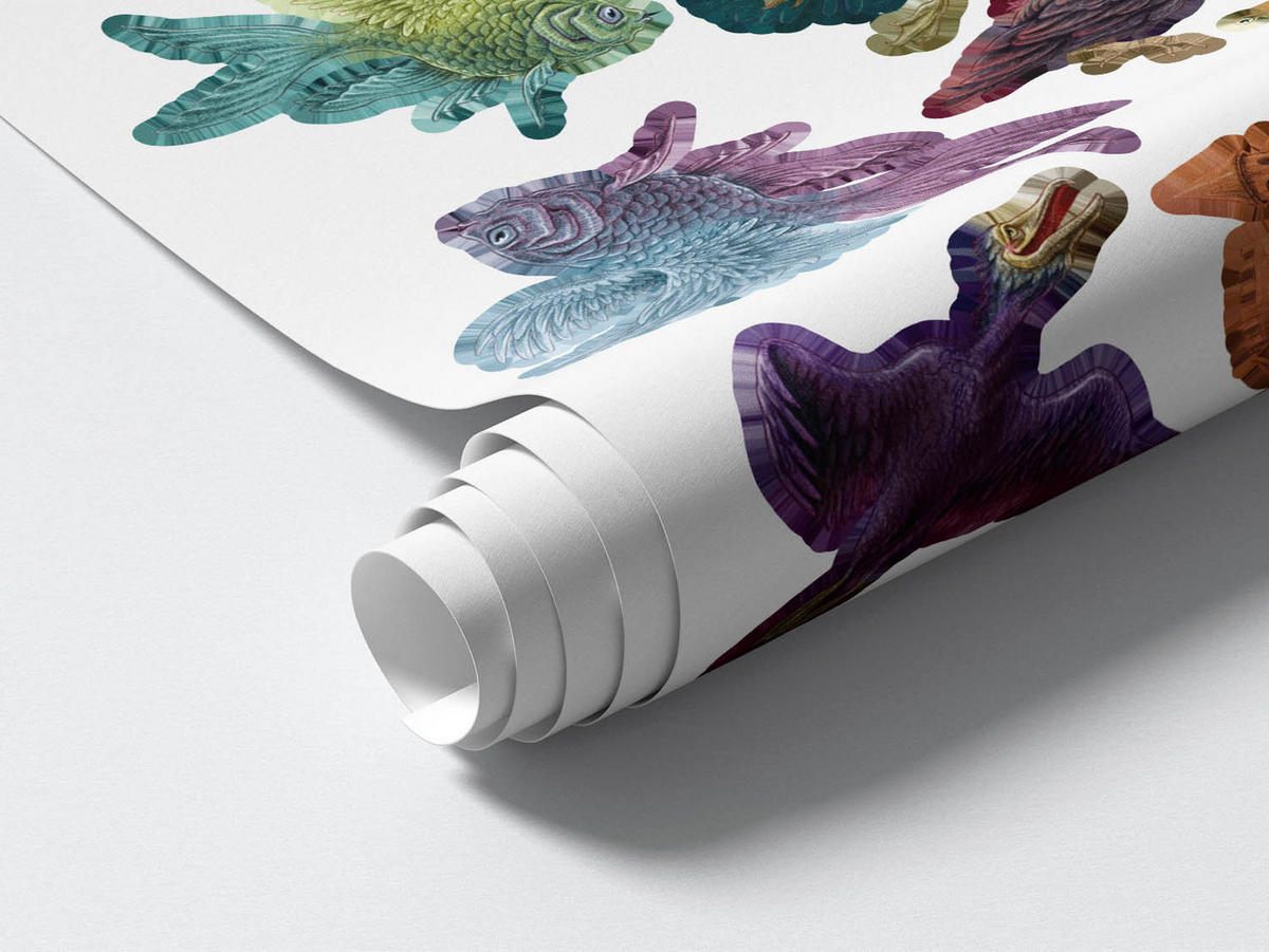 WANDAUFKLEBER 80x138cm - Magische Kreaturen - Multicolor, Kunststoff (80/138/0.1cm) - Wallfluent